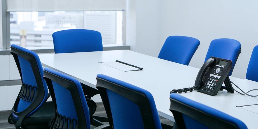 a modern office that has a VoIP phone system
